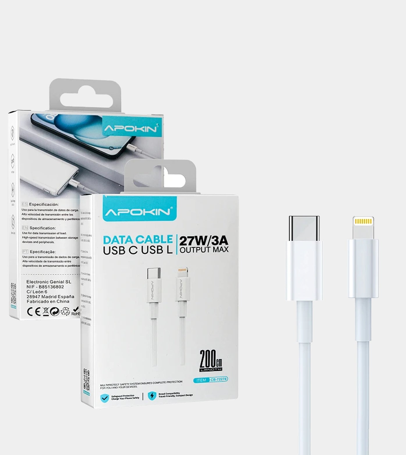 USB-C to Lightning Cable 2 Meters White 72278