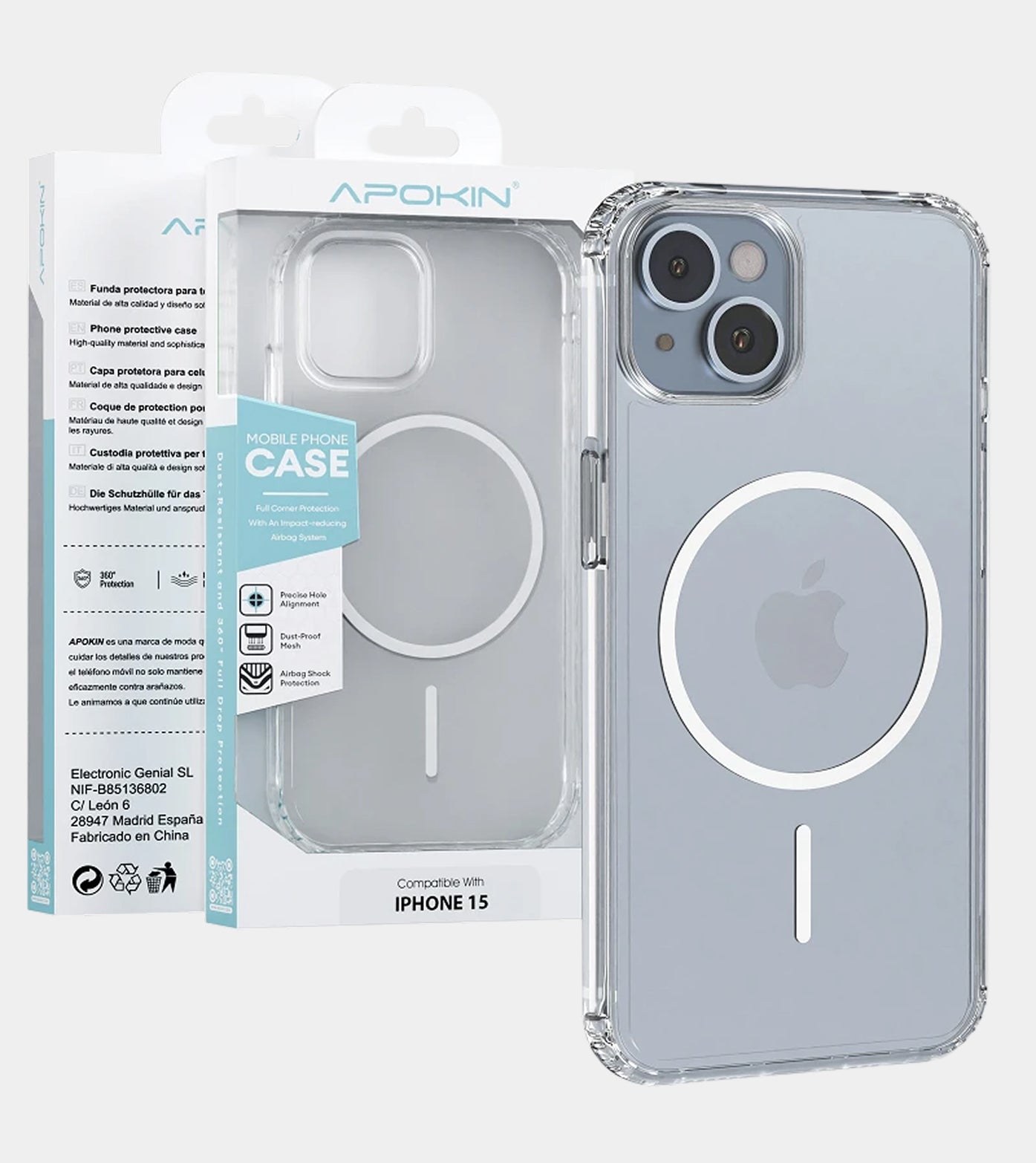 Apokin Transparent MagSafe Basic Case for iPhone 15